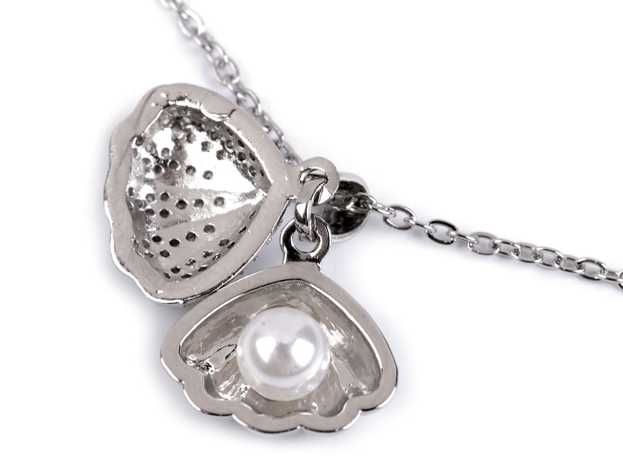 Colier din oțel inoxidabil scoică cu perlă - Argintiu (1 Bucată)