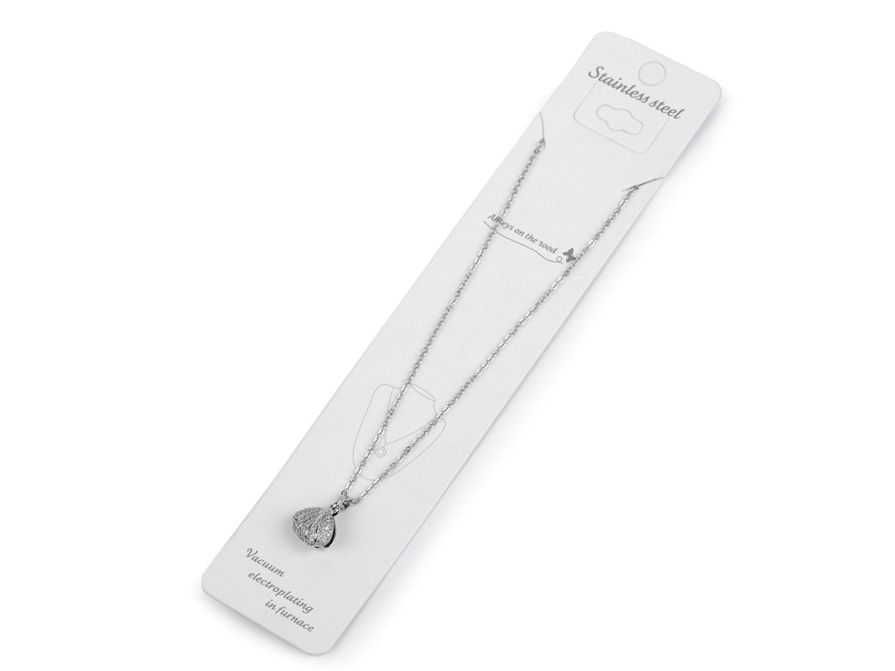 Colier din oțel inoxidabil scoică cu perlă - Argintiu (1 Bucată)