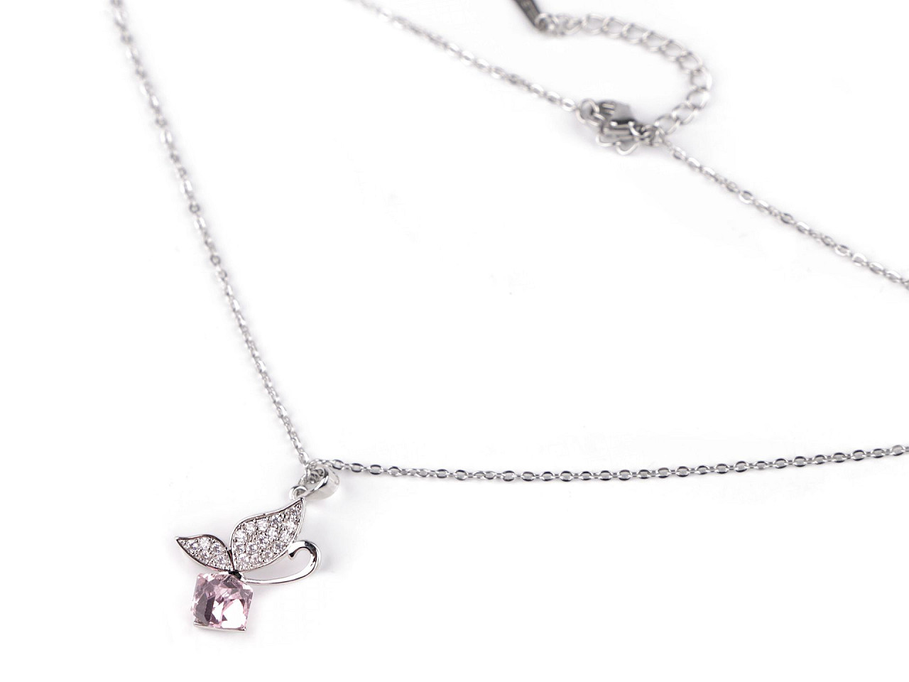 Colier fluture din oțel inoxidabil cu strasuri - Cristal (1 Bucată)