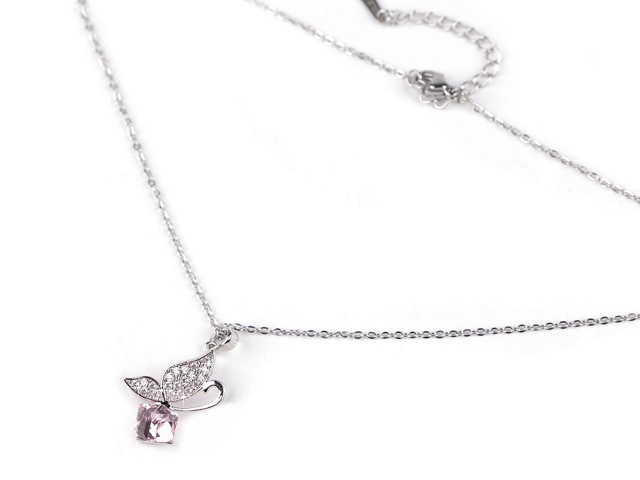 Colier fluture din oțel inoxidabil cu strasuri - Cristal (1 Bucată)