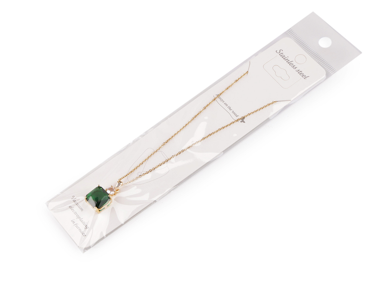 Colier din oțel inoxidabil cu strasuri - Emerald (1 Bucată)