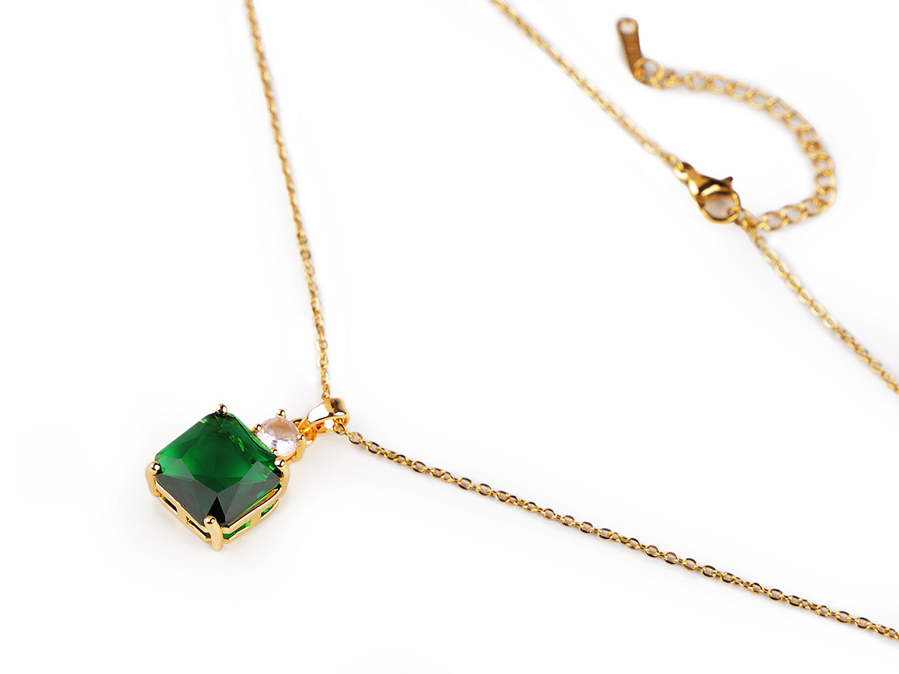 Colier din oțel inoxidabil cu strasuri - Emerald (1 Bucată)