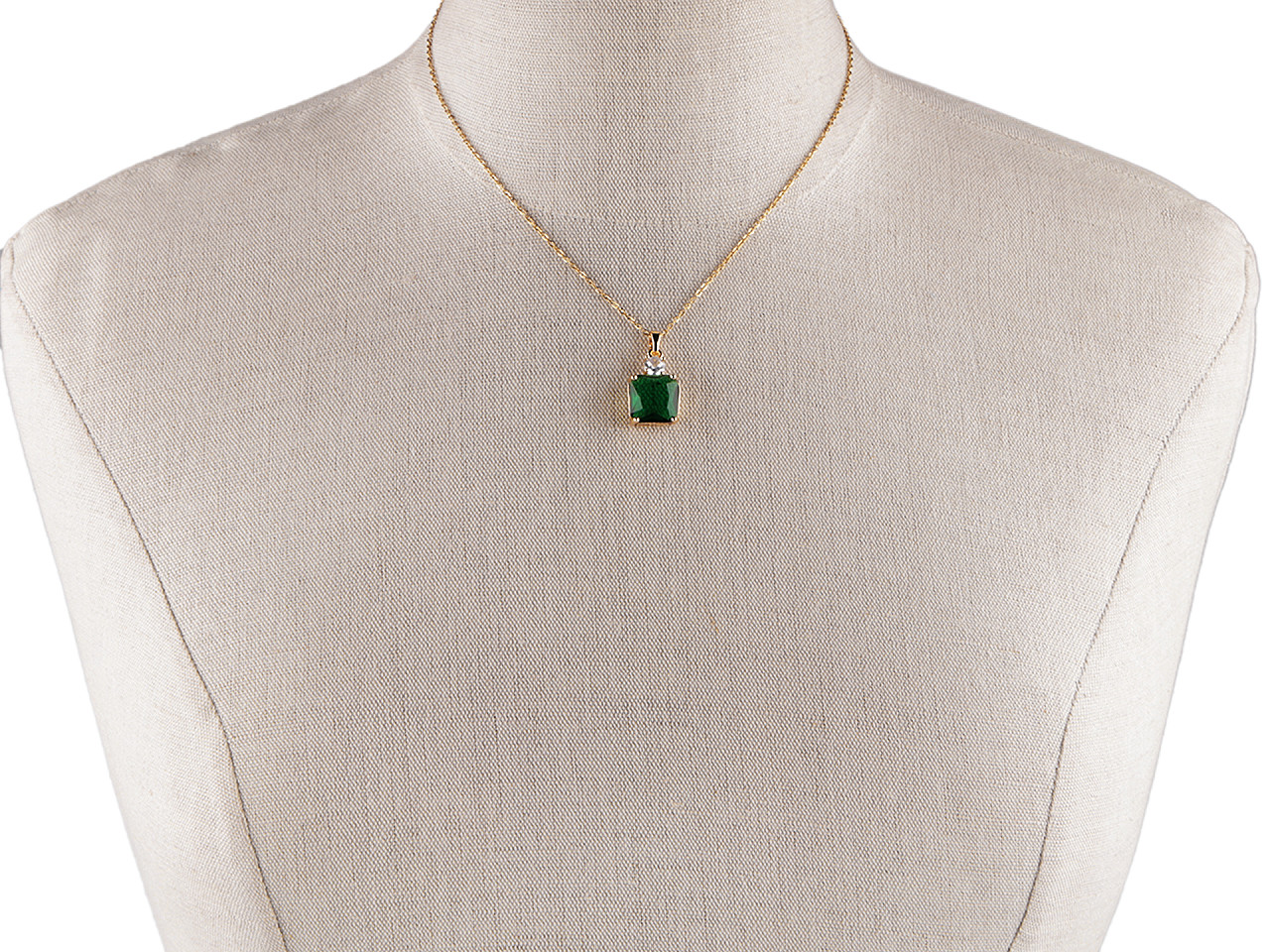 Colier din oțel inoxidabil cu strasuri - Emerald (1 Bucată)