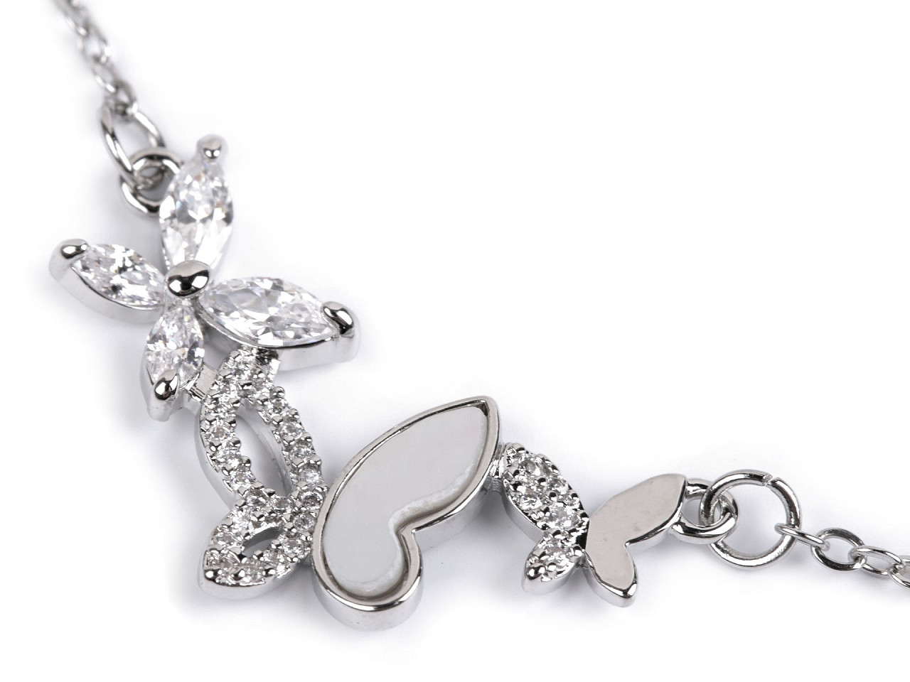 Colier fluturi din oțel inoxidabil cu strasuri - Cristal (1 Bucată)