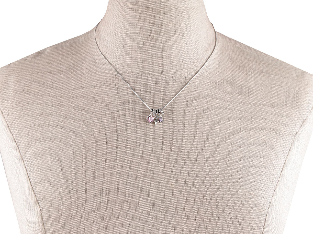Colier din oțel inoxidabil cu strasuri - Rose (1 Bucată)