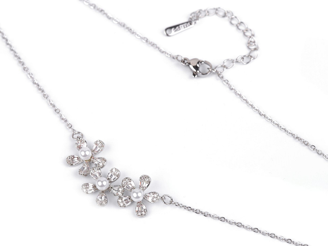 Colier din oțel inoxidabil flori cu strasuri - Auriu (1 Bucată)