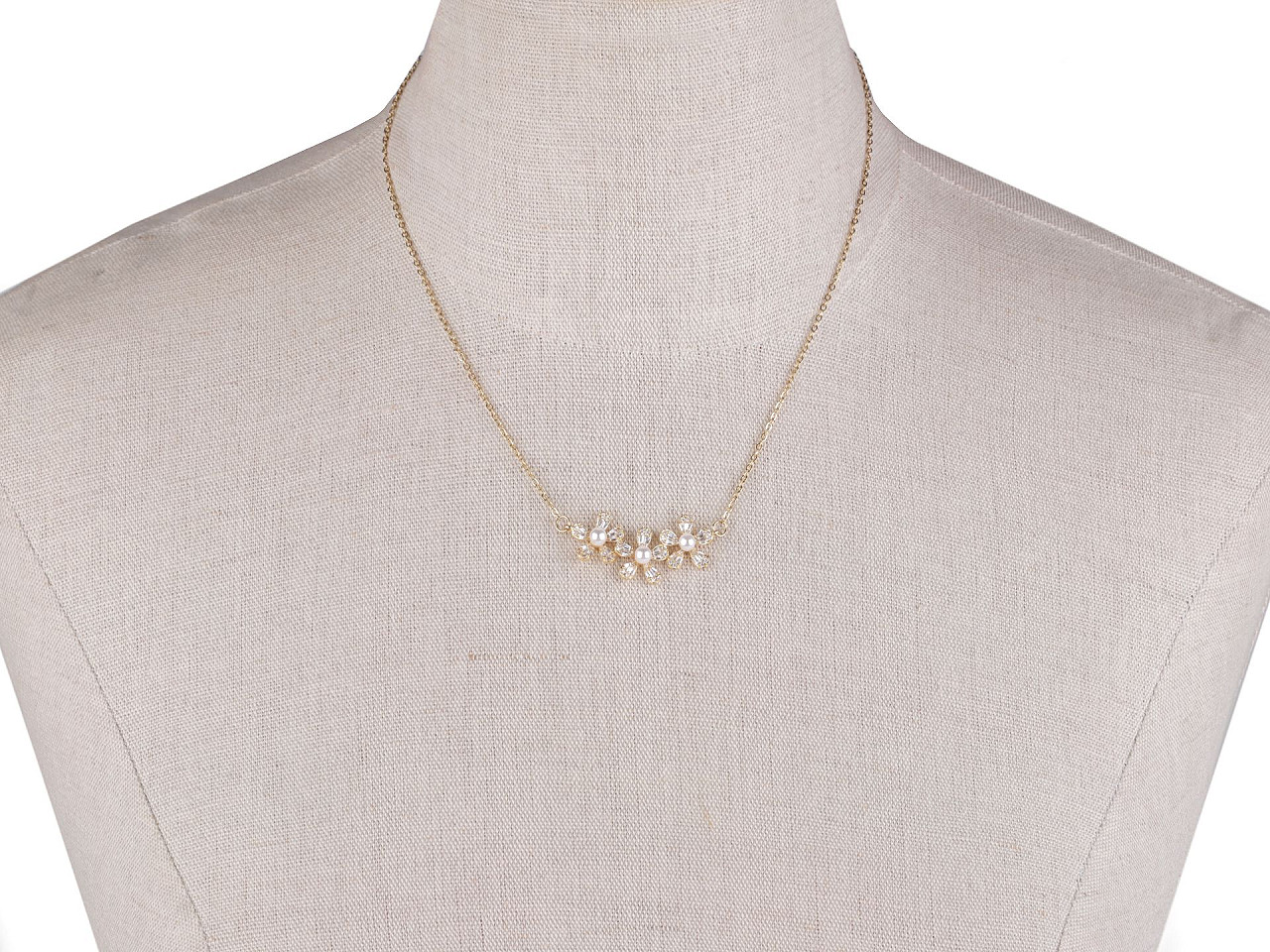 Colier din oțel inoxidabil flori cu strasuri - Auriu (1 Bucată)