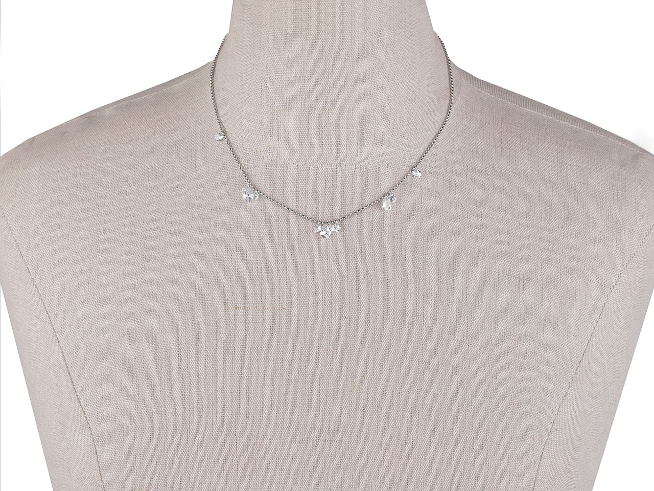 Colier din oțel inoxidabil cu strasuri - Cristal (1 Bucată)