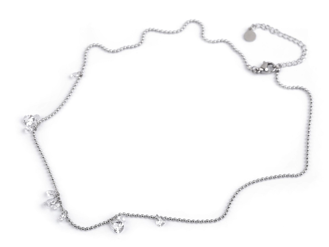 Colier din oțel inoxidabil cu strasuri - Cristal (1 Bucată)