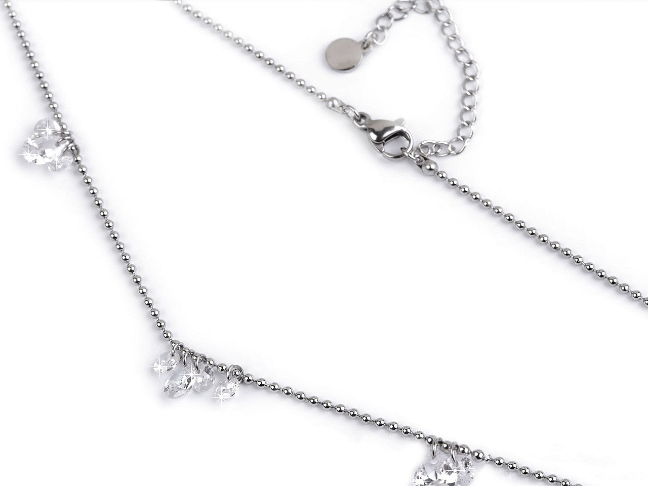 Colier din oțel inoxidabil cu strasuri - Cristal (1 Bucată)