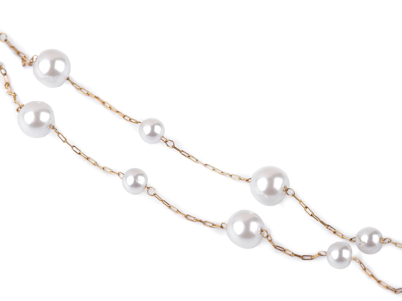 Colier dublu din otel inoxidabil cu perle de sticla - Sidef (1 Bucată)