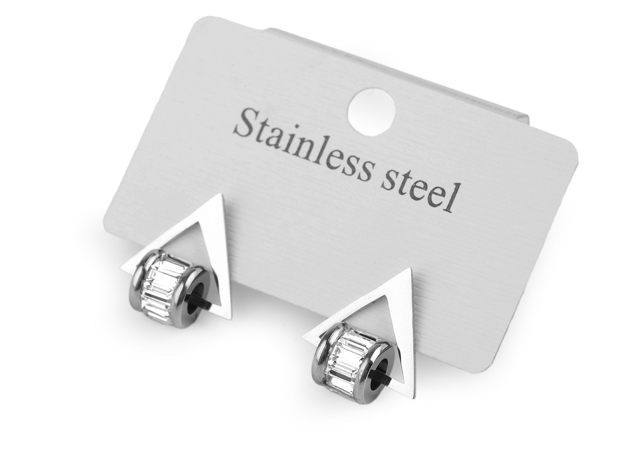 Cercei din oțel inoxidabil triunghi cu strasuri - Auriu rose (1 Pereche)