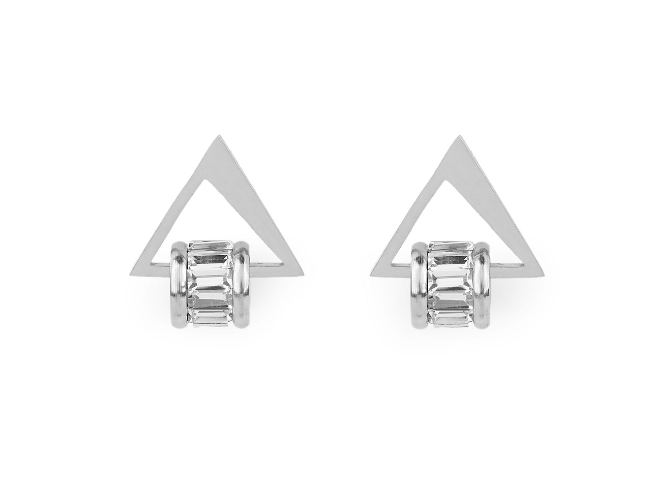 Cercei din oțel inoxidabil triunghi cu strasuri - Auriu rose (1 Pereche)