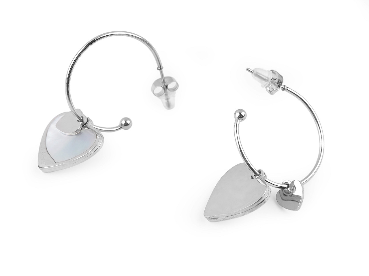 Cercei din oțel inoxidabil cercuri inimioare - Auriu rose (1 Pereche)