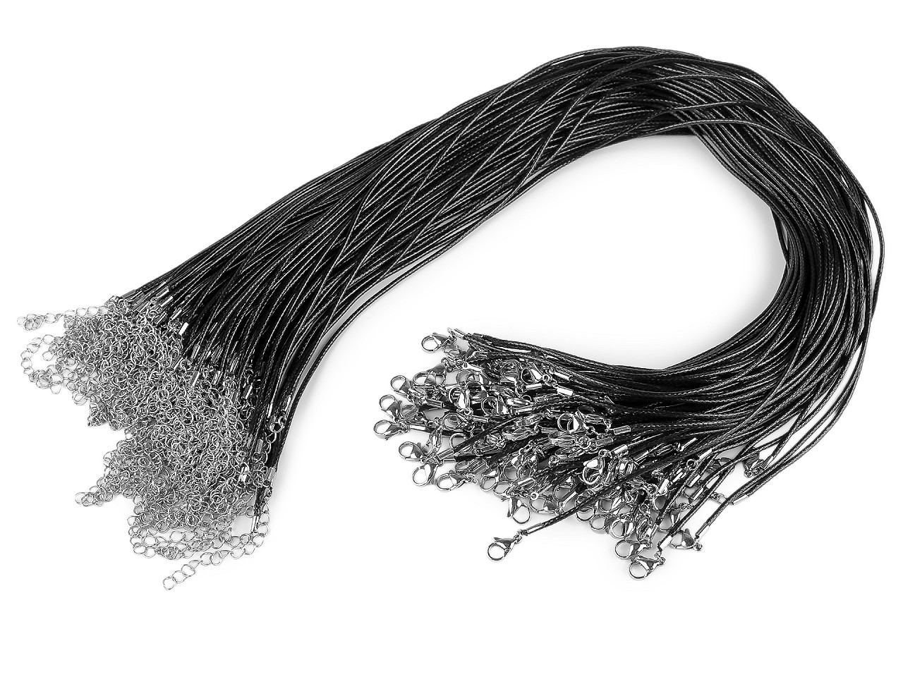 Snur cerat cu carabinia din inox, lungime 45 cm - Negru (100 Bucăți)