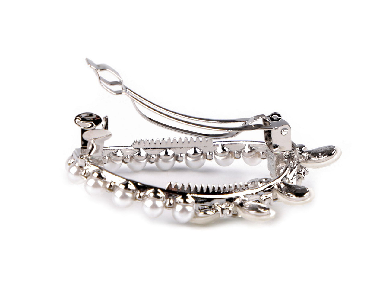 Clamă de păr cu perle - Alb (1 Bucată)