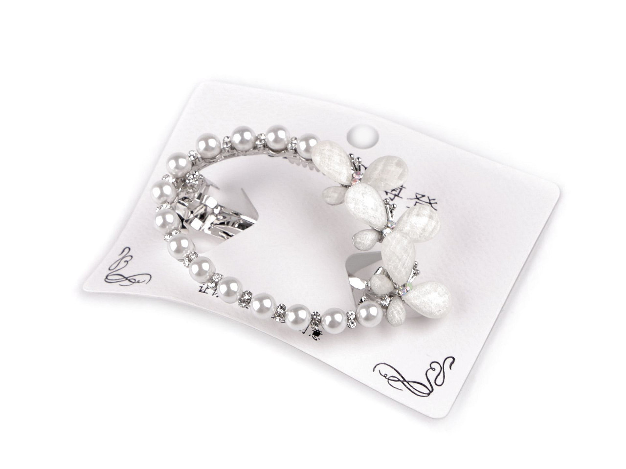 Clamă de păr cu perle - Alb (1 Bucată)