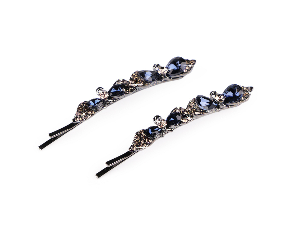 Agrafe cu strasuri - Albastru închis (2 Bucăți)