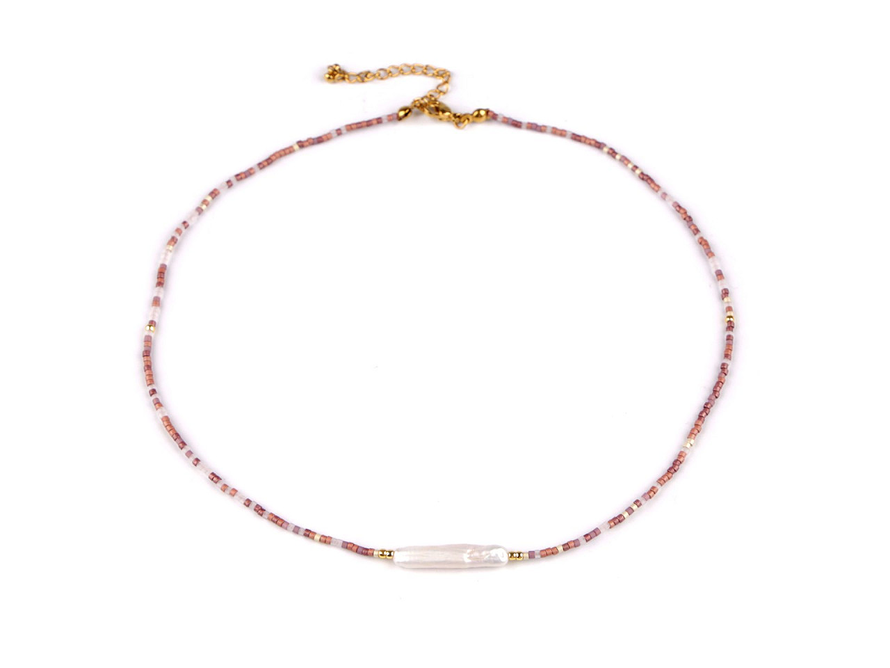 Colier japonez de mărgele japoneze și perlă de apă dulce - Natural (1 Bucată)