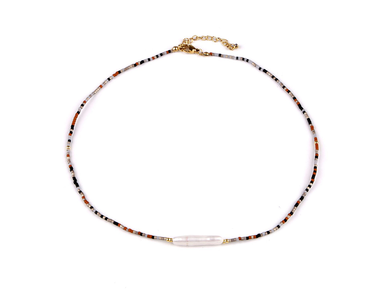 Colier japonez de mărgele japoneze și perlă de apă dulce - Natural (1 Bucată)