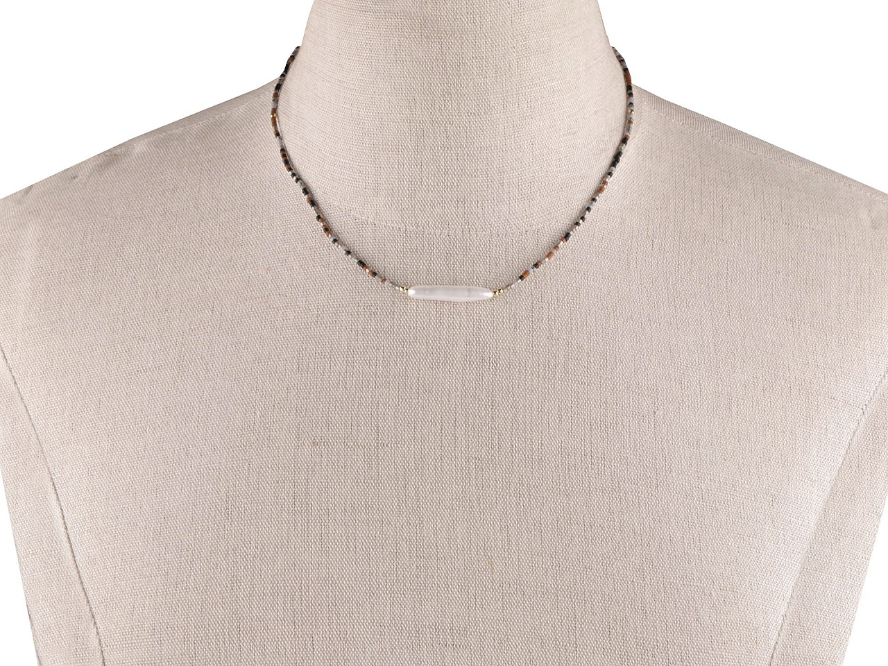 Colier japonez de mărgele japoneze și perlă de apă dulce - Natural (1 Bucată)