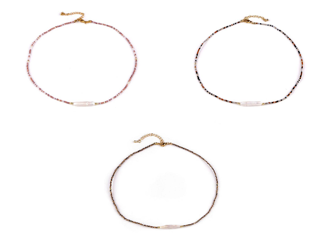 Colier japonez de mărgele japoneze și perlă de apă dulce - Natural (1 Bucată)