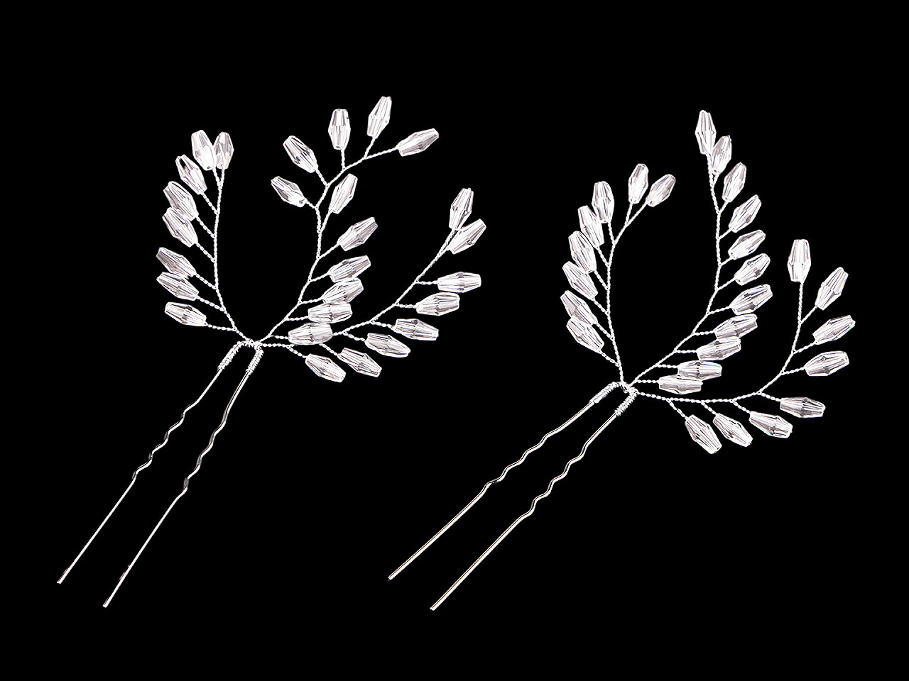 Ac de păr crenguță cu mărgele - Cristal (2 Bucăți)