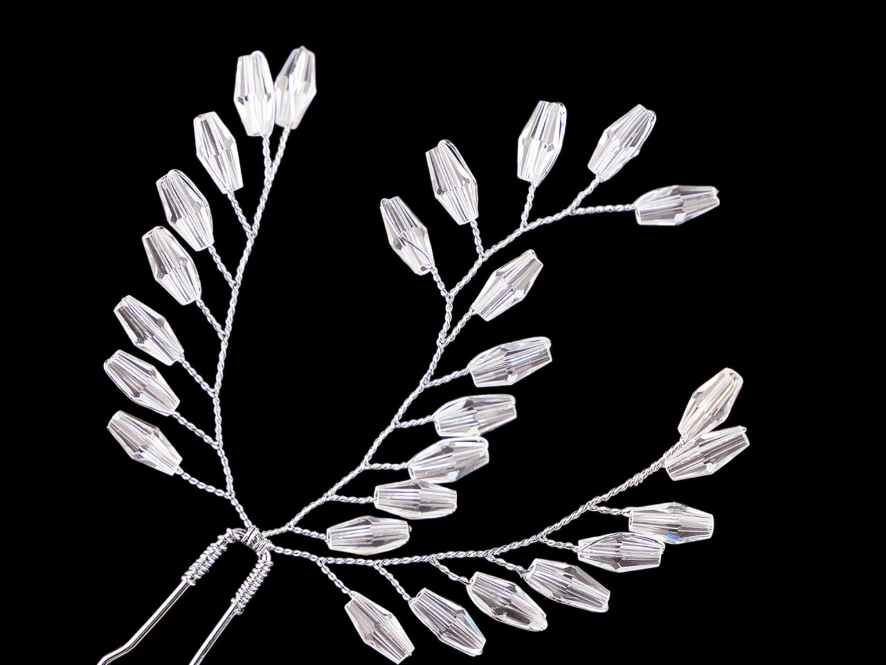 Ac de păr crenguță cu mărgele - Cristal (2 Bucăți)