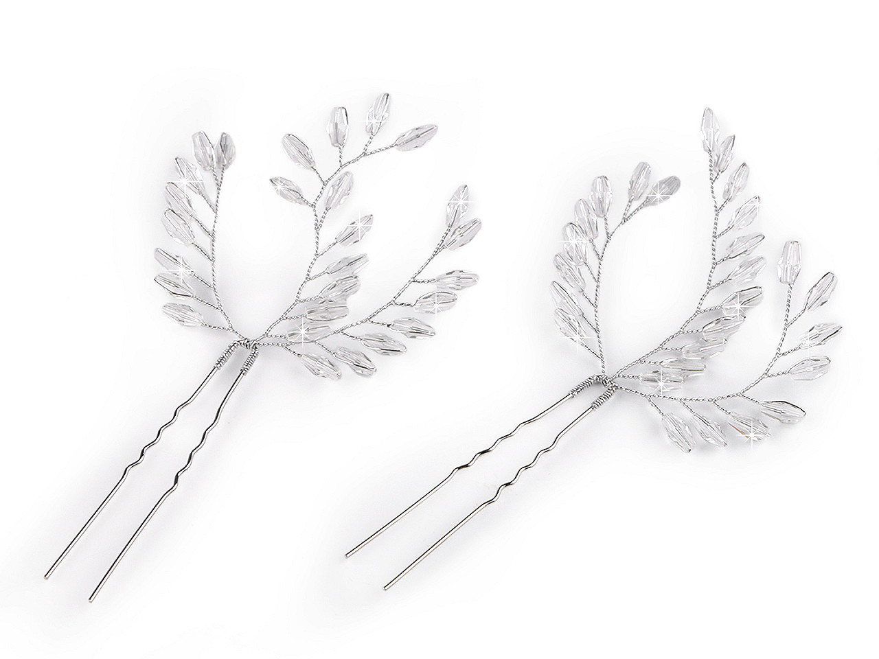 Ac de păr crenguță cu mărgele - Cristal (2 Bucăți)