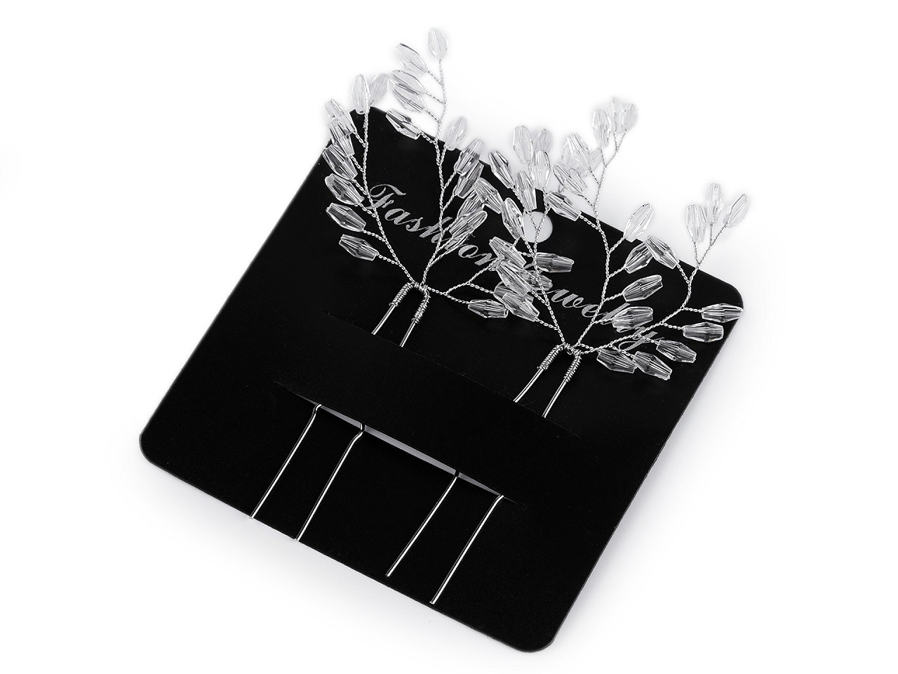 Ac de păr crenguță cu mărgele - Cristal (2 Bucăți)