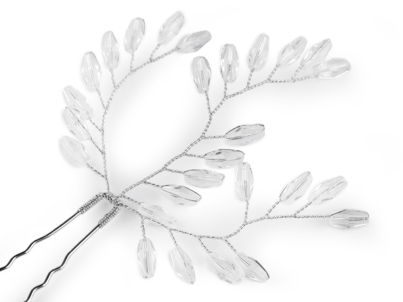 Ac de păr crenguță cu mărgele - Cristal (2 Bucăți)