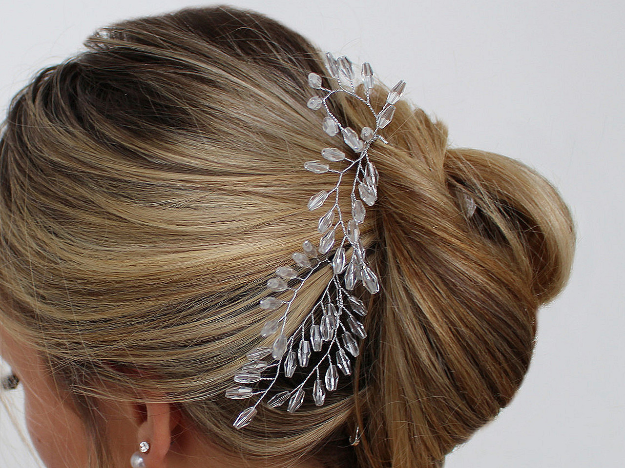 Ac de păr crenguță cu mărgele - Cristal (2 Bucăți)