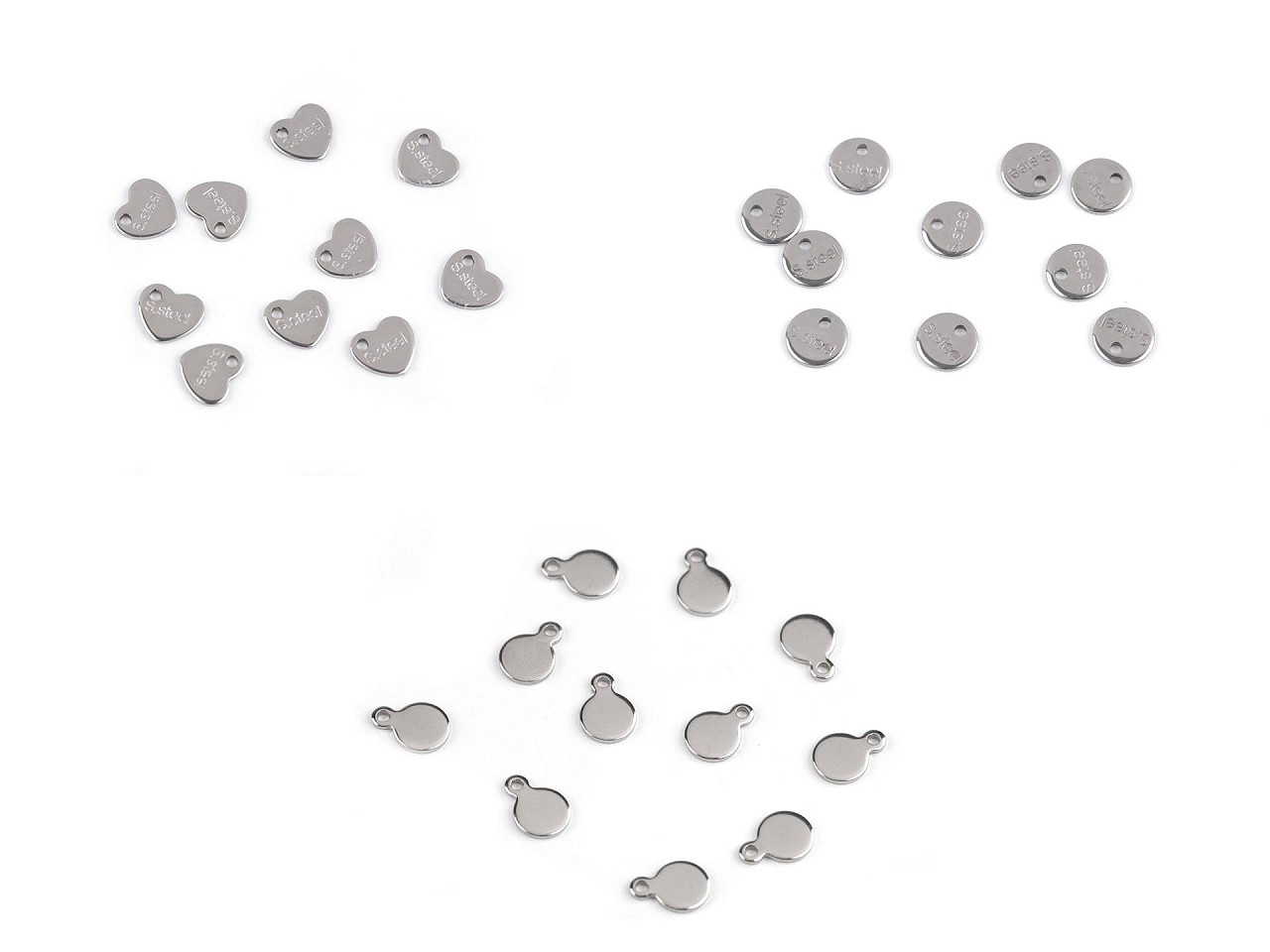 Pandantiv / componenta pentru realizarea bijuteriilor din inox cu marca s.steel - Platinum (10 Bucăți)