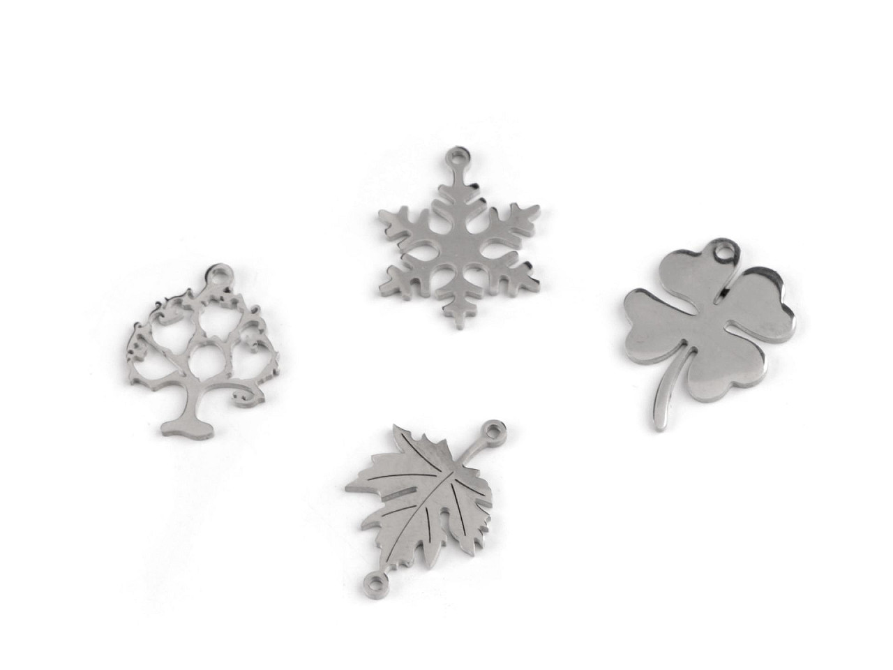 Pandantiv / distanțier din oțel inoxidabil fulg de nea, arborele vieții, trifo, frunză - Platinum (1 Bucată)