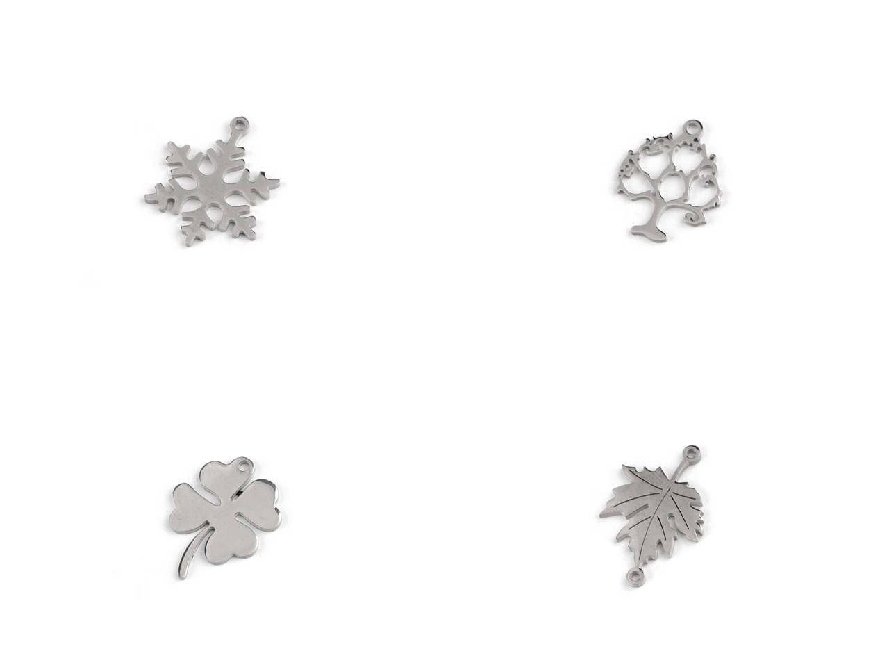 Pandantiv / distanțier din oțel inoxidabil fulg de nea, arborele vieții, trifo, frunză - Platinum (1 Bucată)
