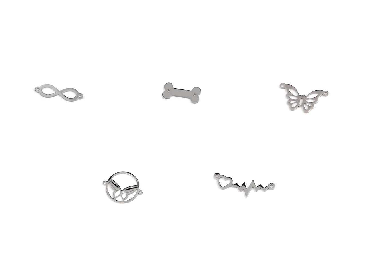 Pandantiv / distanțier pentru realizarea de bijuterii din oțel inoxidabil, simbol infinit, os, fluture, inimă - Platinum (1 Bucată)