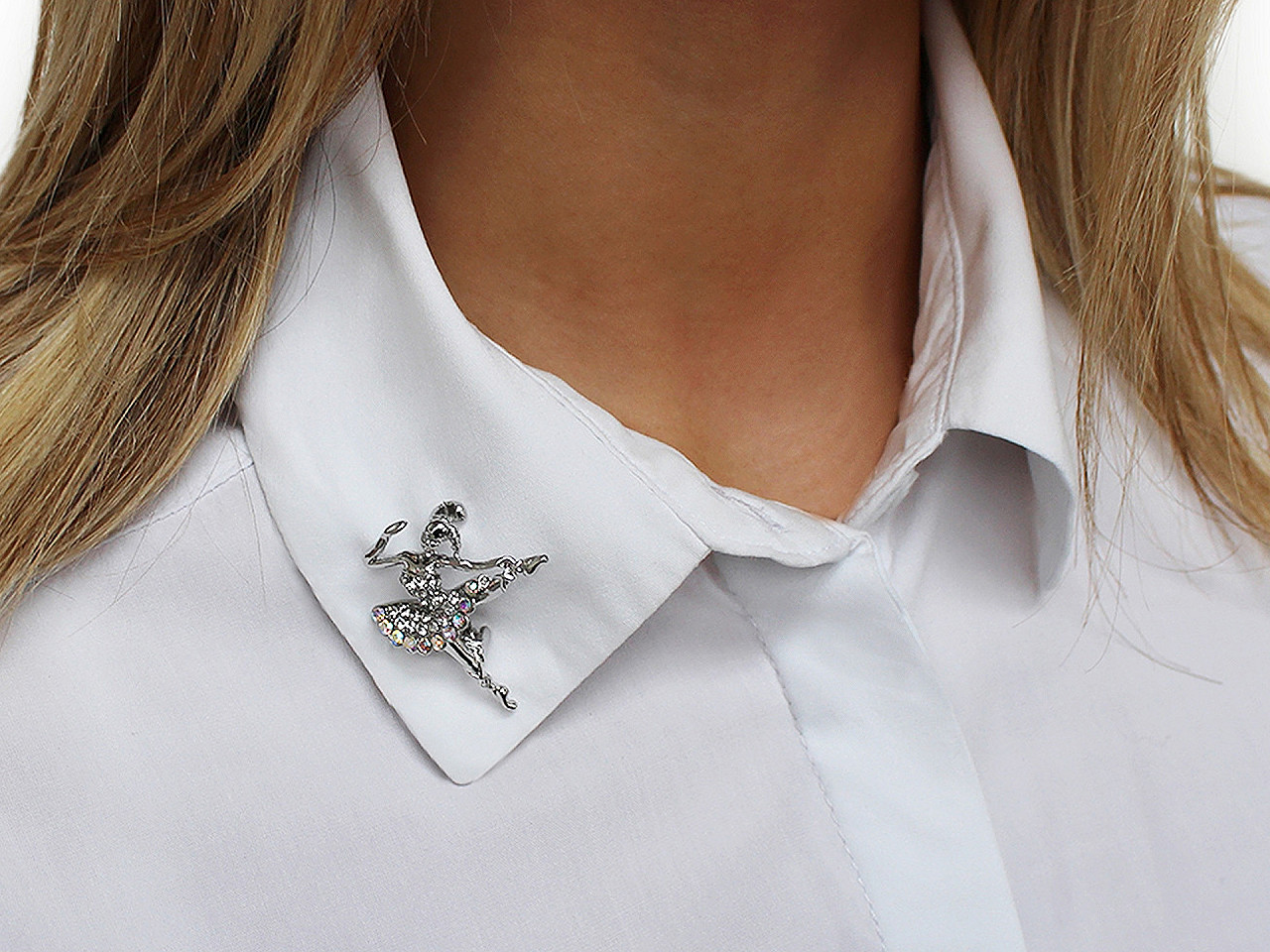 Broșă balerină cu strasuri - Cristal ab (1 Bucată)