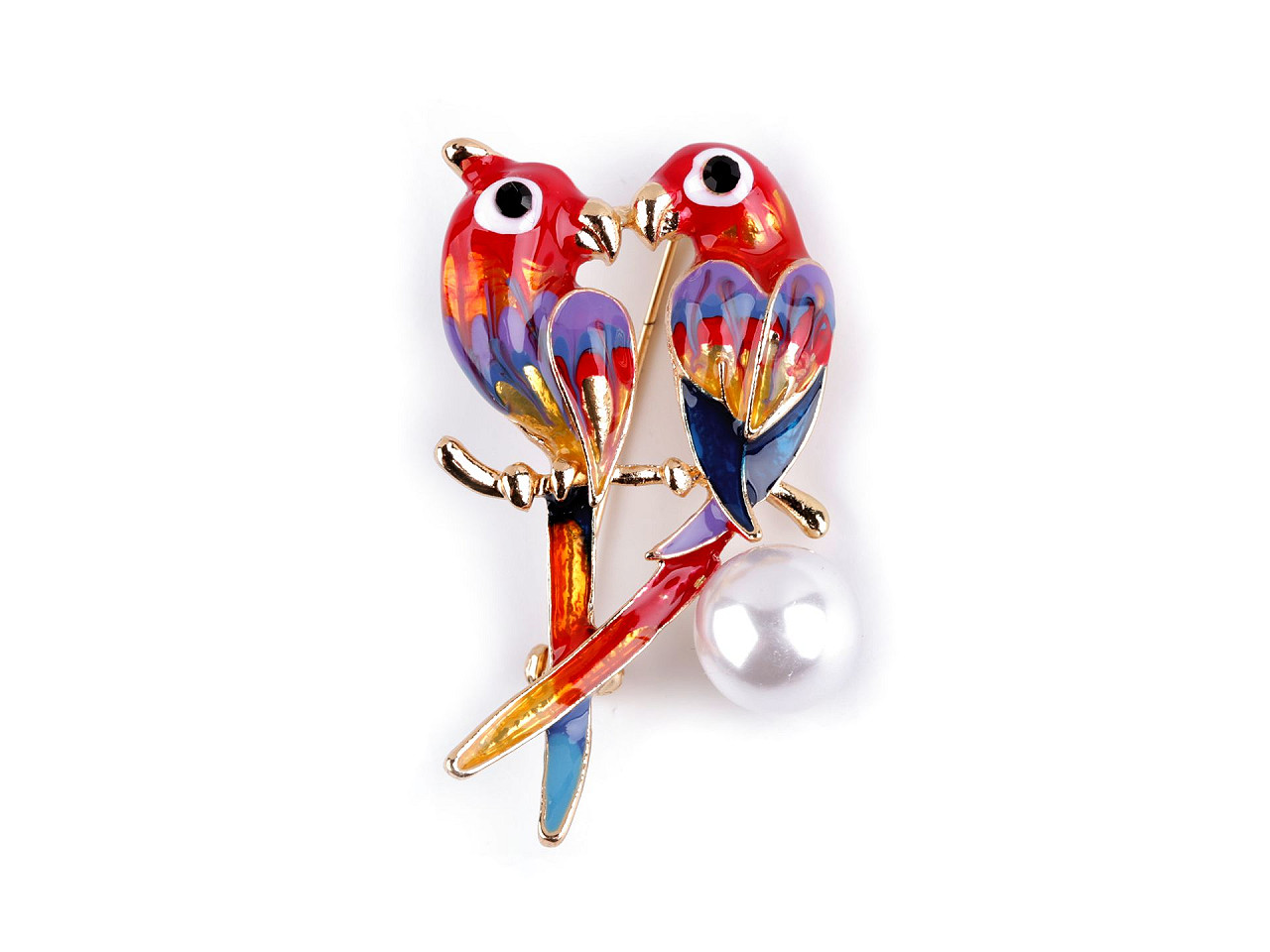 Brosa cu pietre fatetate, pasăre, papagal - Multicolor (1 Bucată)