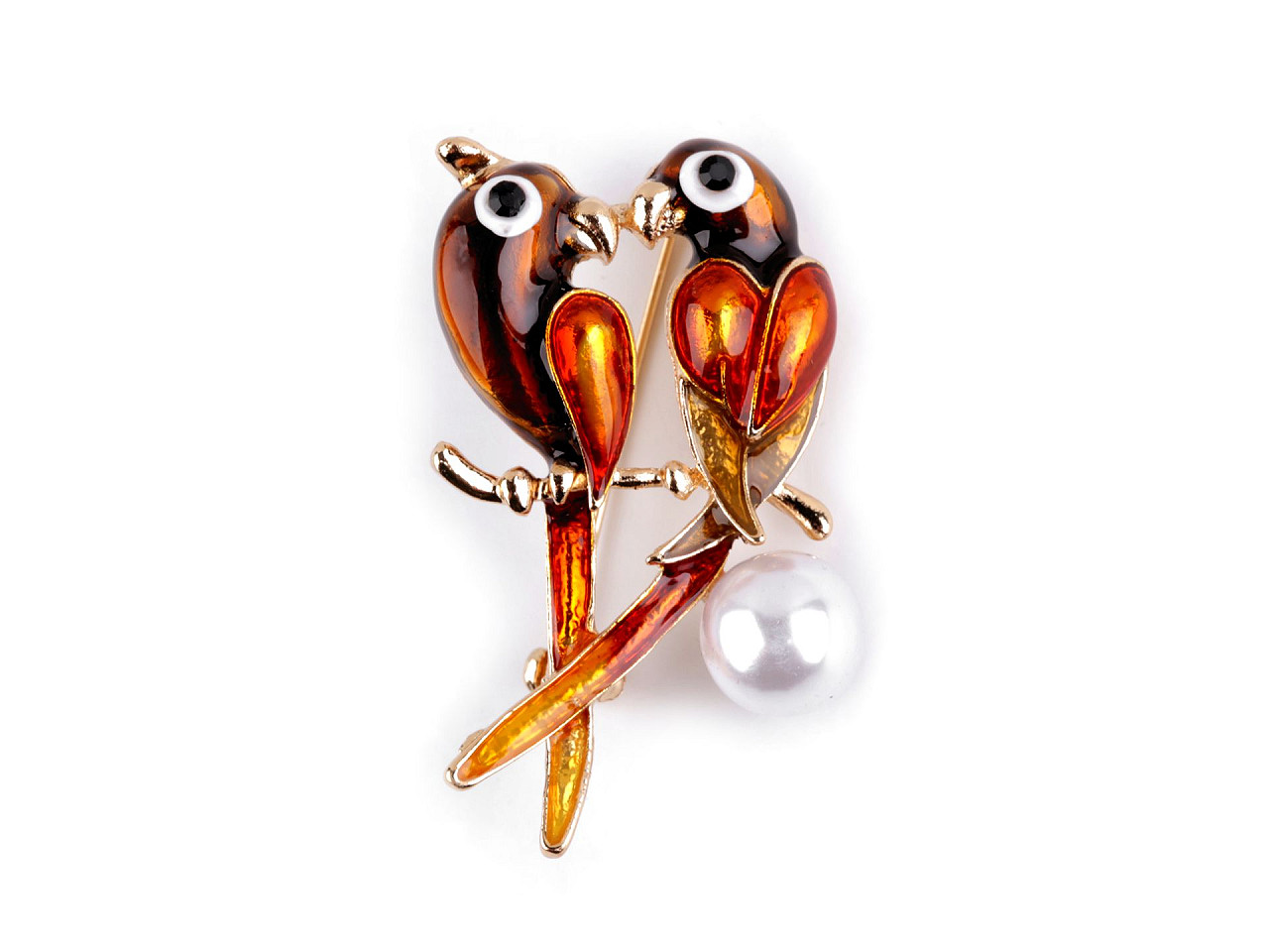 Brosa cu pietre fatetate, pasăre, papagal - Multicolor (1 Bucată)