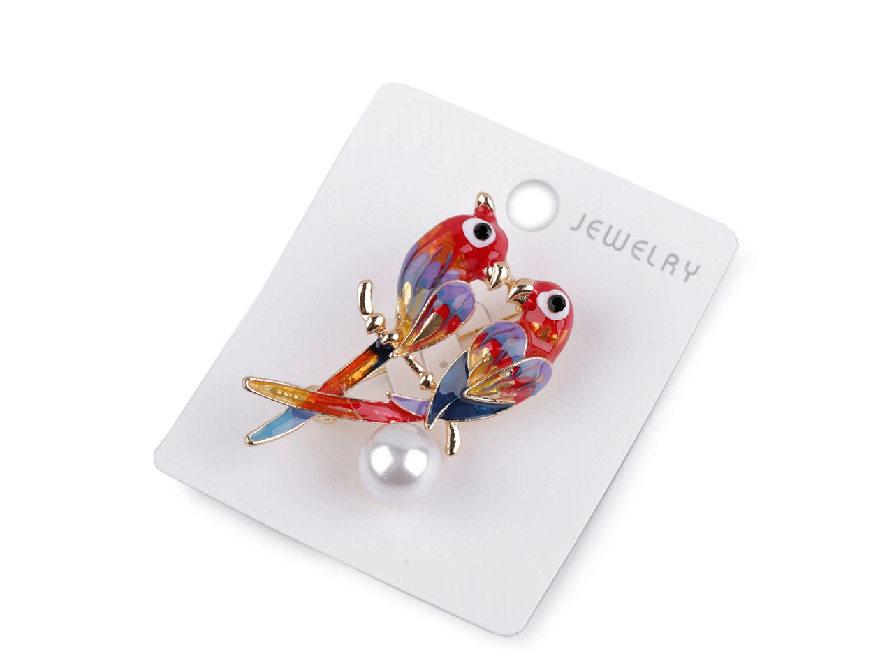 Brosa cu pietre fatetate, pasăre, papagal - Multicolor (1 Bucată)