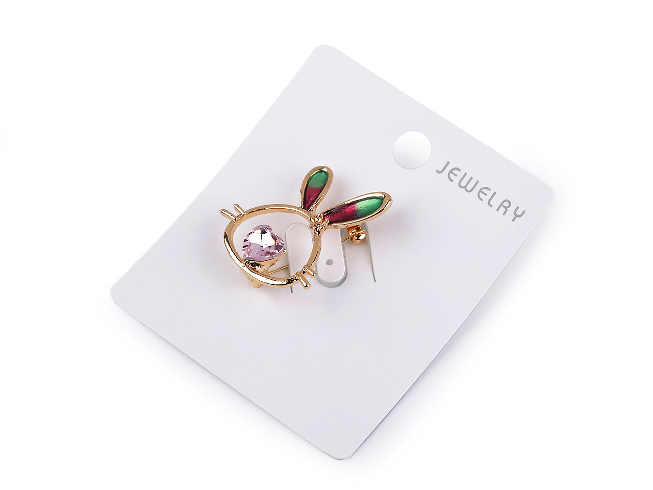 Broșă iepuraș cu strasuri - Rose (1 Bucată)