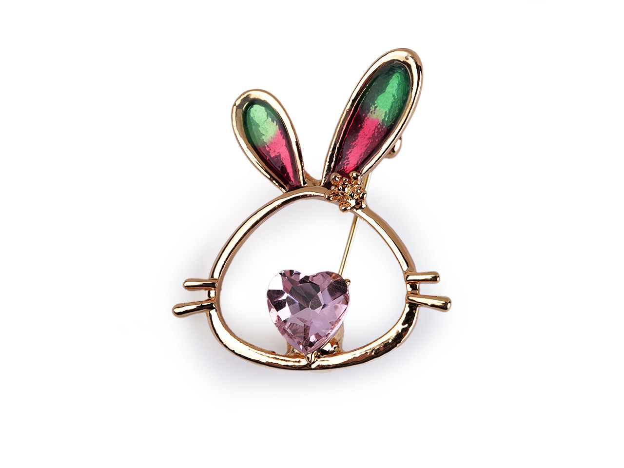 Broșă iepuraș cu strasuri - Rose (1 Bucată)