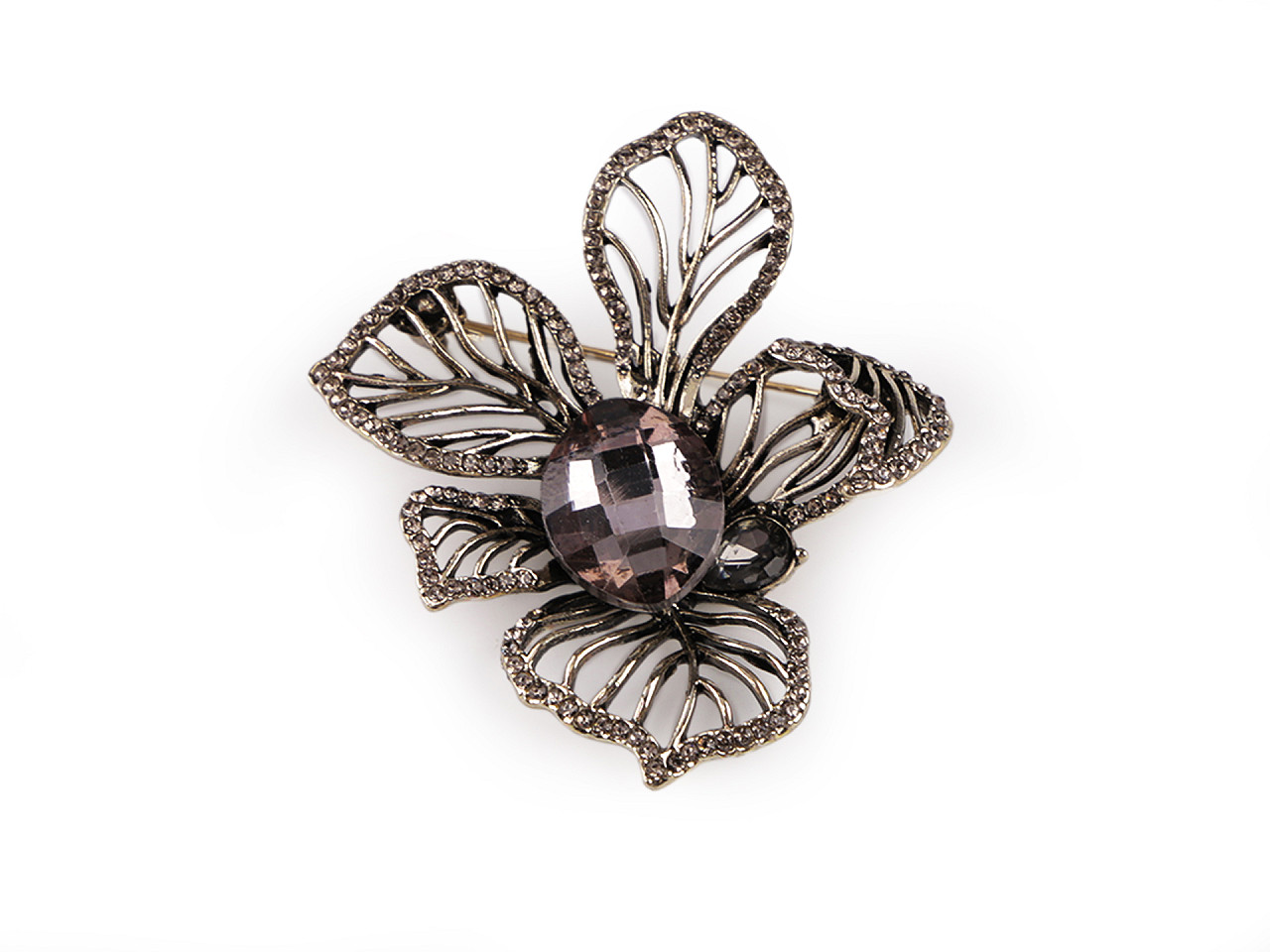 Brosa cu strasuri si piatra - Antracit (1 Bucată)