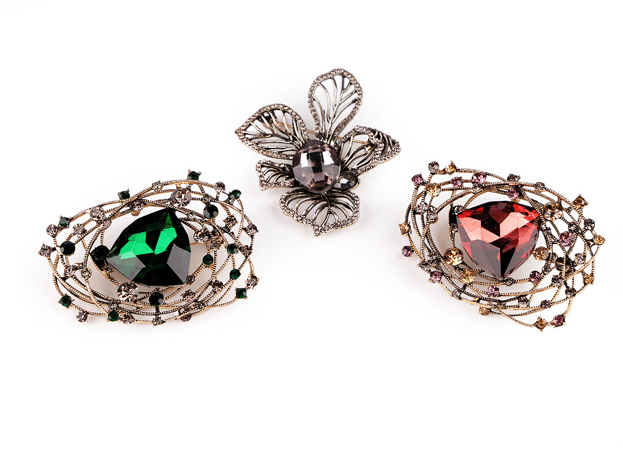 Brosa cu strasuri si piatra - Antracit (1 Bucată)