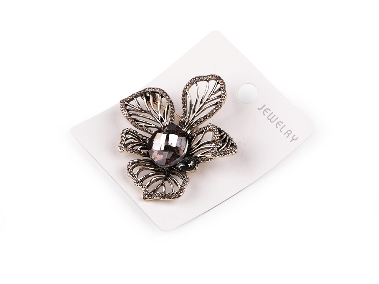 Brosa cu strasuri si piatra - Antracit (1 Bucată)