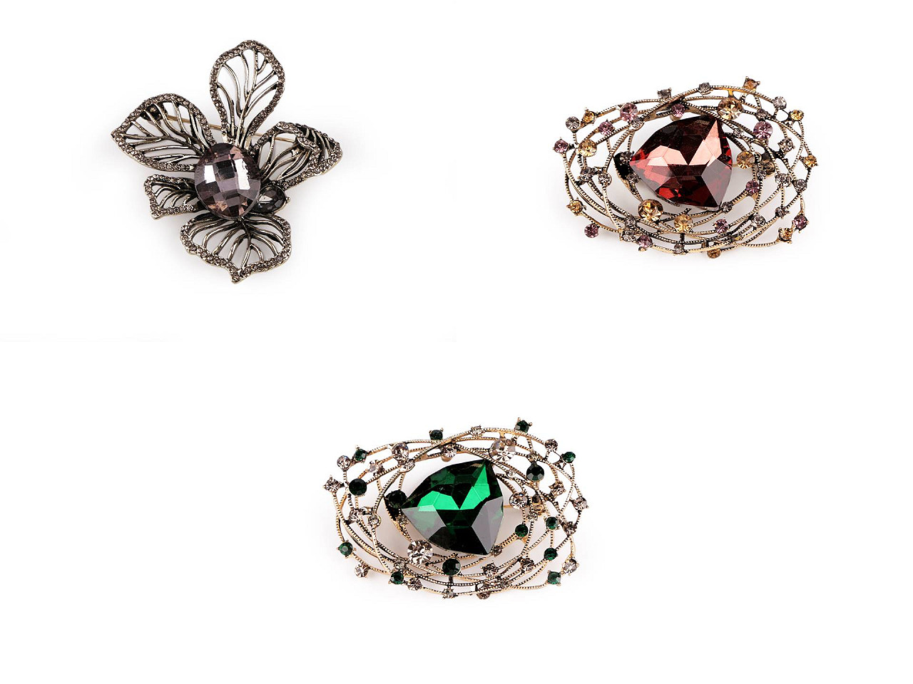 Brosa cu strasuri si piatra - Antracit (1 Bucată)