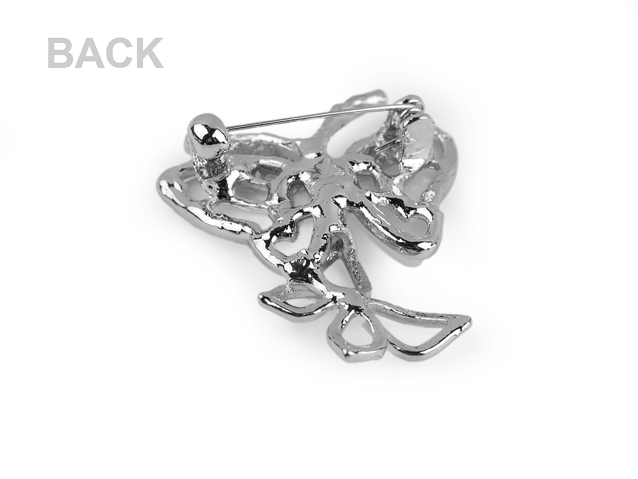 Brosa cu strasuri fluturi - Argintiu (1 Bucată)