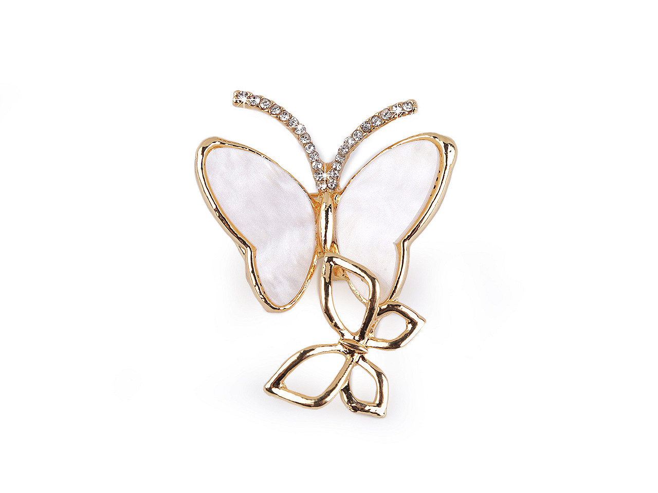 Brosa cu strasuri fluturi - Argintiu (1 Bucată)