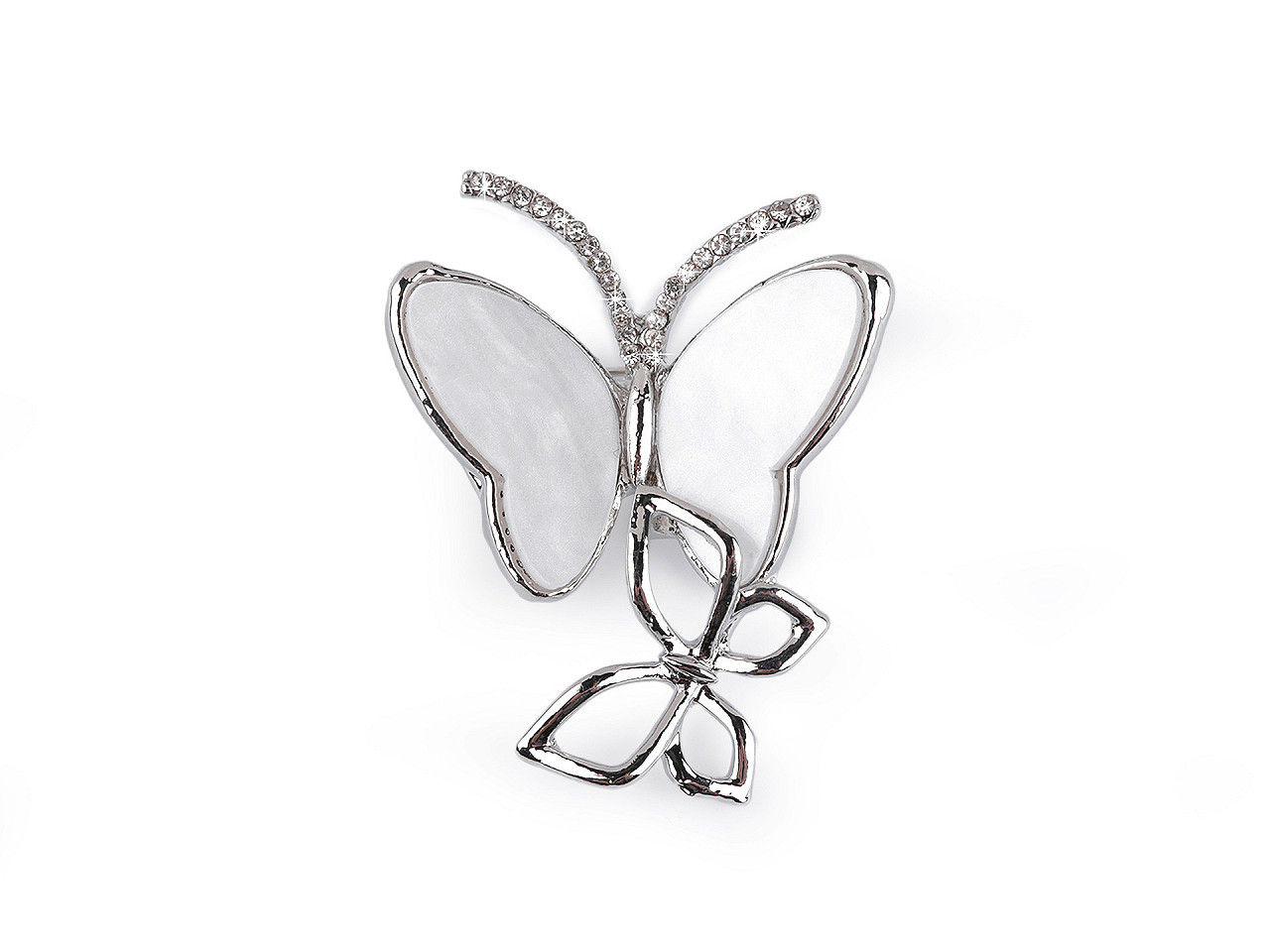 Brosa cu strasuri fluturi - Argintiu (1 Bucată)