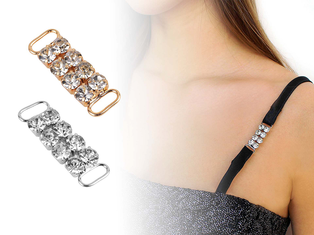 Decorațiune cu strasuri pentru îmbrăcăminte și accesorii 12x37 mm - Argintiu (10 Bucăți)